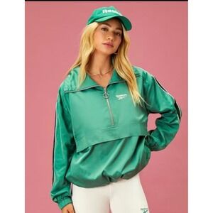 Reebok x Forever 21 Jacket Womens Green Quarter Zip Anorak Windbreaker Plus 0X